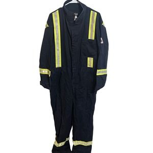 Bulwark Coveralls Mens 50-RG Navy Blue FR Flame Resistant Reflective Workwear
